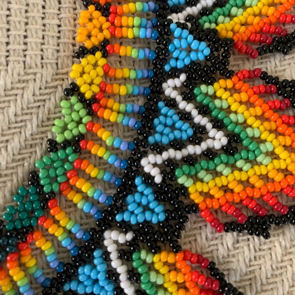 Handmade Beadwork Native American Rainbow Collar Necklace - Picture 3 of 5